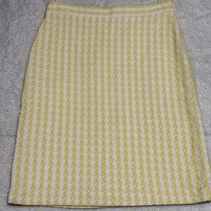 Vintage Banana Republic Heritage Office Butter Yellow Pencil Skirt 6 houndstooth